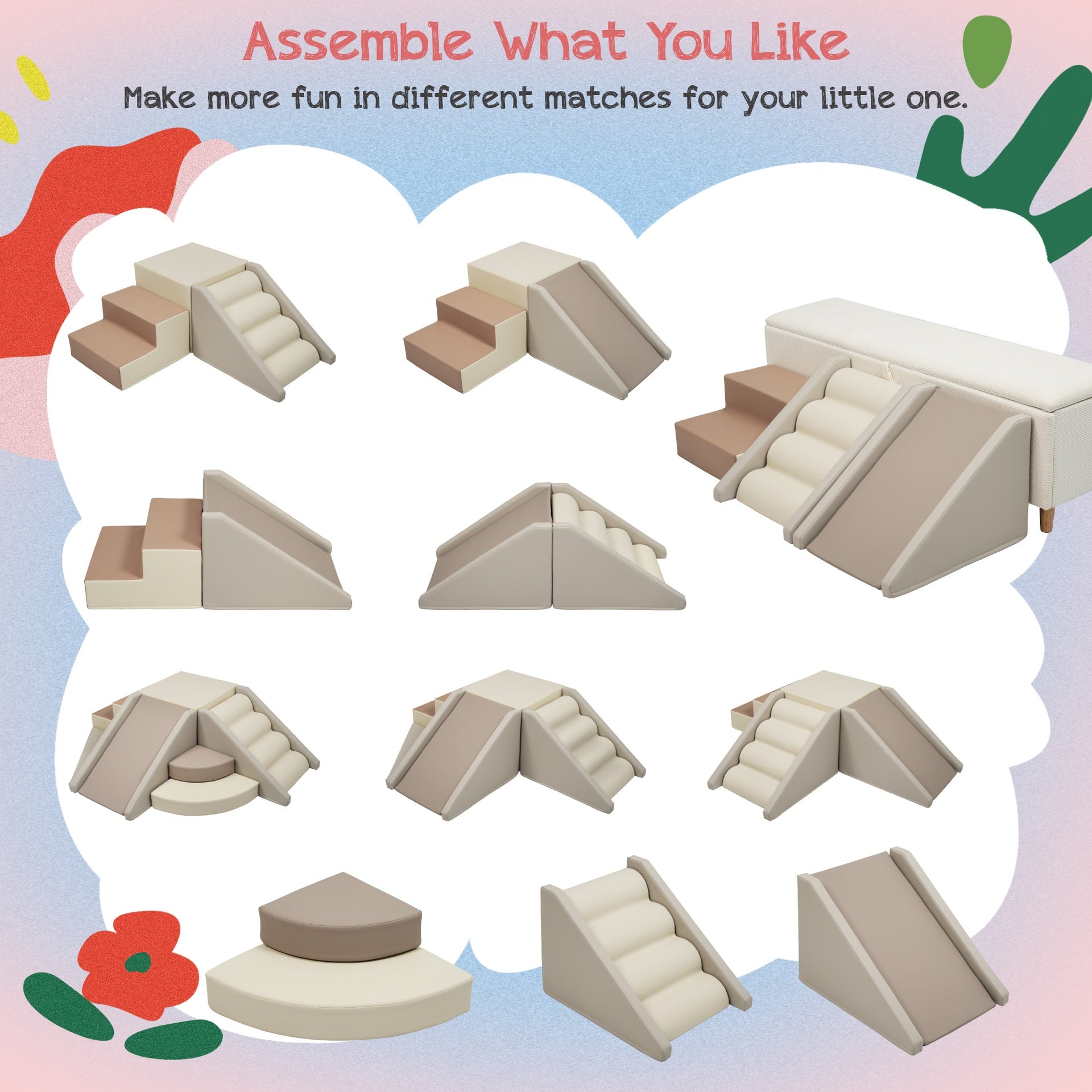 9-Piece Kids Climb & Crawl Soft Foam, Block Activity Play Set for Child, Toddler Toys Indoor, Baby Climbing Toys, Child Playtime Corner Climber Foam
