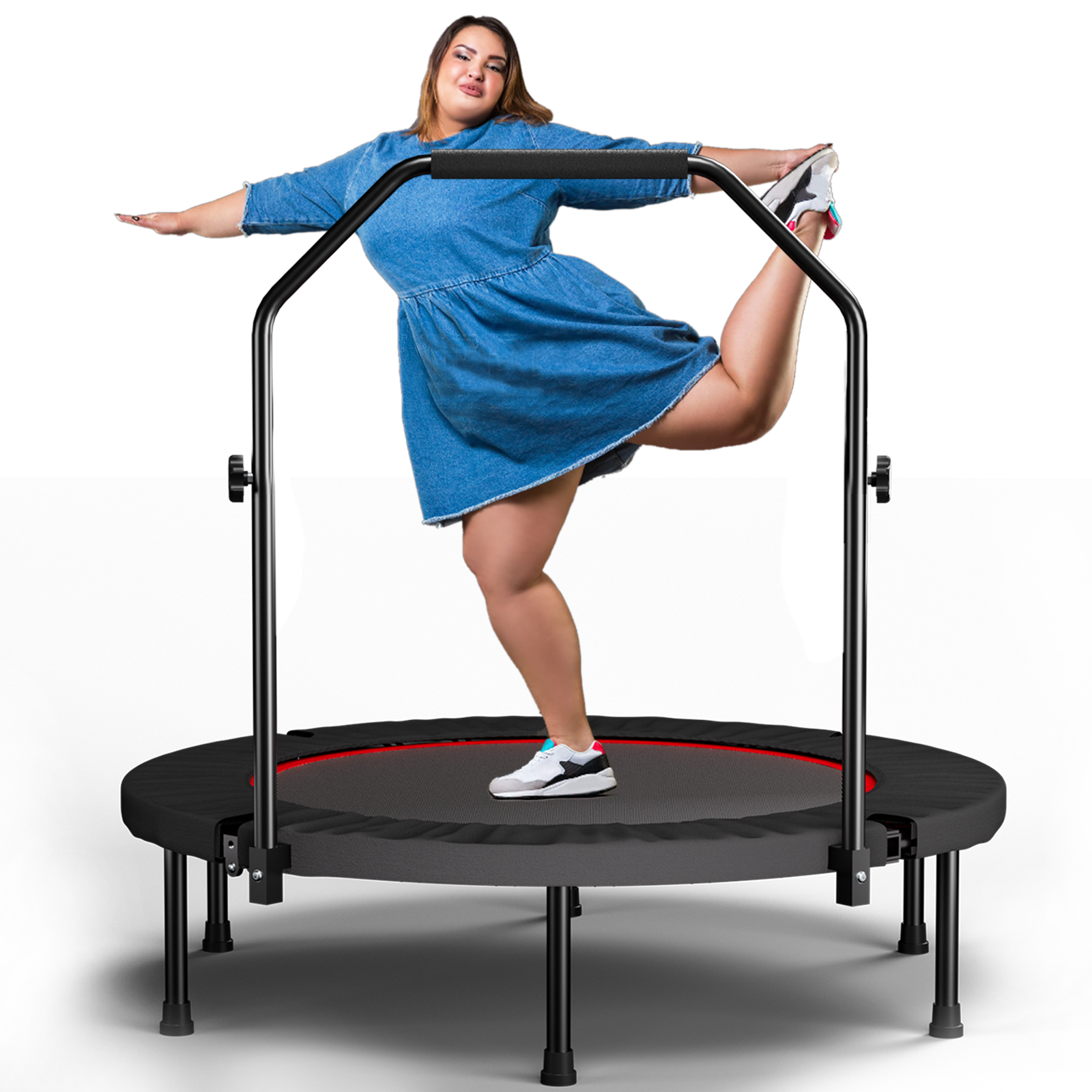 YC 40inch foldable trampoline with handle-Premium-Elastic -Black