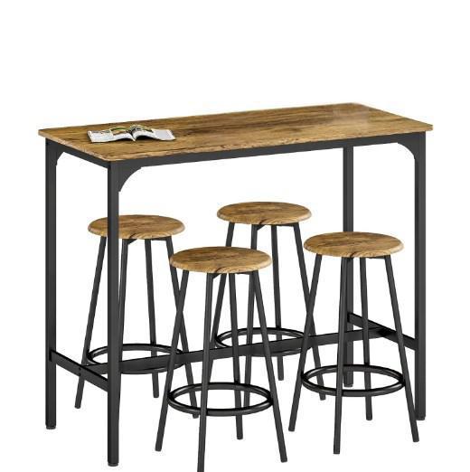 Table with Stools,Kitchen Table 4 Chairs,5-Piece Counter Height Bar Table and Chairs Set