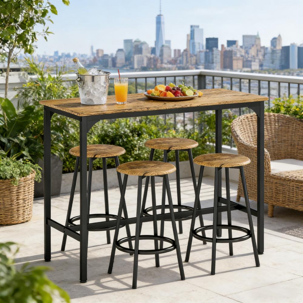 Table with Stools,Kitchen Table 4 Chairs,5-Piece Counter Height Bar Table and Chairs Set