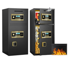 Large Double-door Coin-operated Safe,Digital Security Safe with Fireproof and Waterproof Bag,6.5 Cubic Feet Safe Box with Hidden Code Function for Home,Office and Hotel