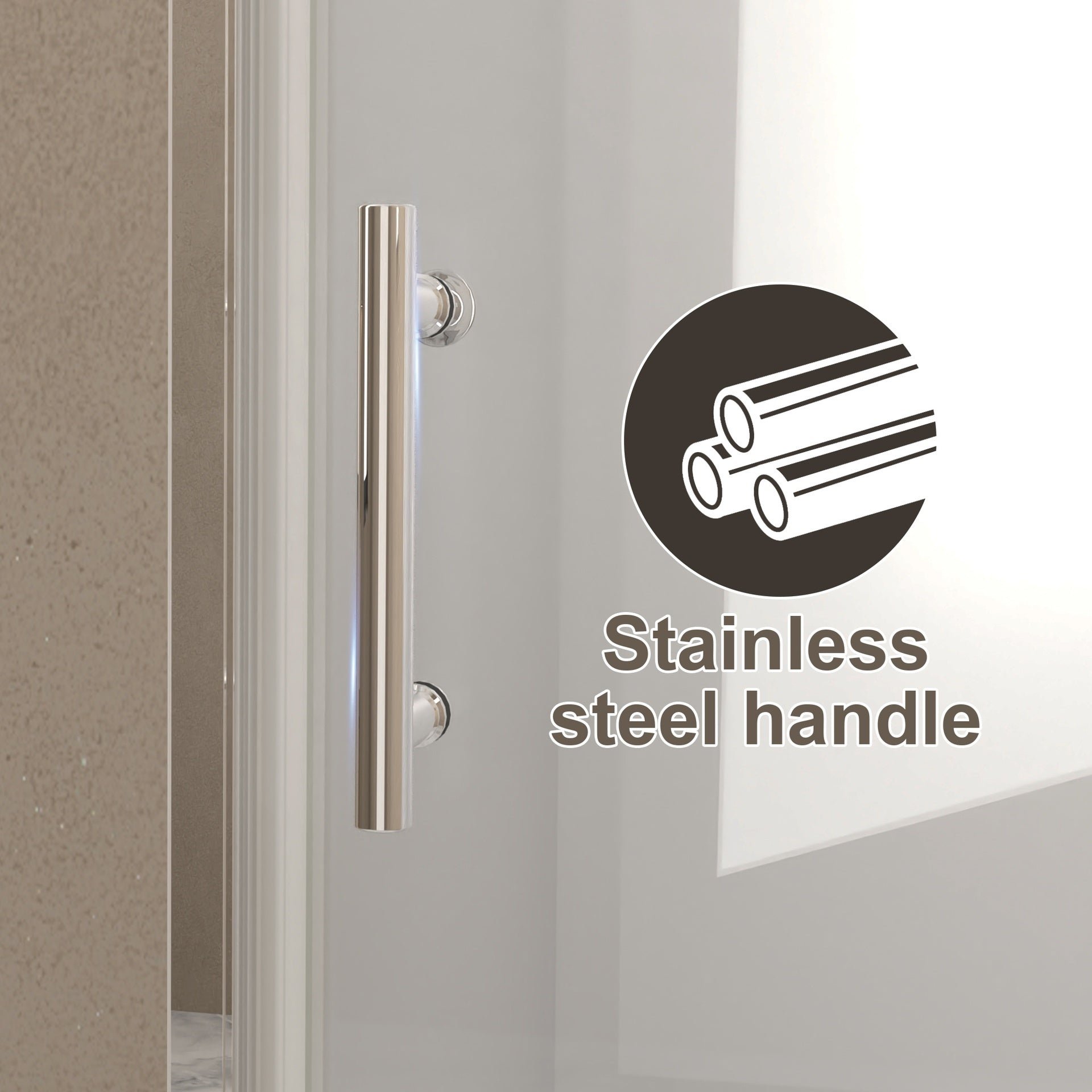 30"x 72" Pivot Shower Door, Brushed Nickel  Aluminum Frame, Half Frame ,1/4"(6mm) Tempered Glass Explosion Proof Film,Stainless Steel Handle