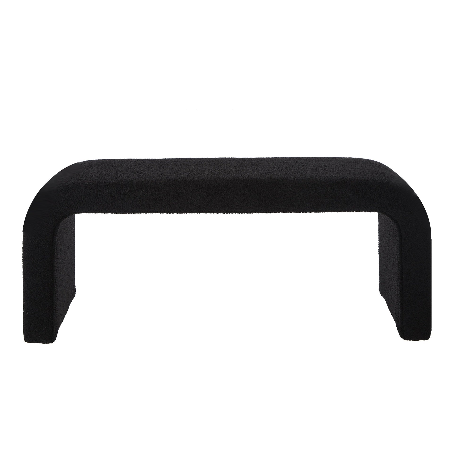 Set of 3 U-Shaped Modern Bench Teddy  Ottoman Bench for Entryway, Bedroom End of Bed, Set of 3 Small Sofa Footrest Extra Seating for Living Room, 44+18 Inch Bench Bench & Ottoman- Black