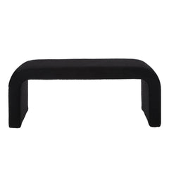 Set of 3 U-Shaped Modern Bench Teddy  Ottoman Bench for Entryway, Bedroom End of Bed, Set of 3 Small Sofa Footrest Extra Seating for Living Room, 44+18 Inch Bench Bench & Ottoman- Black