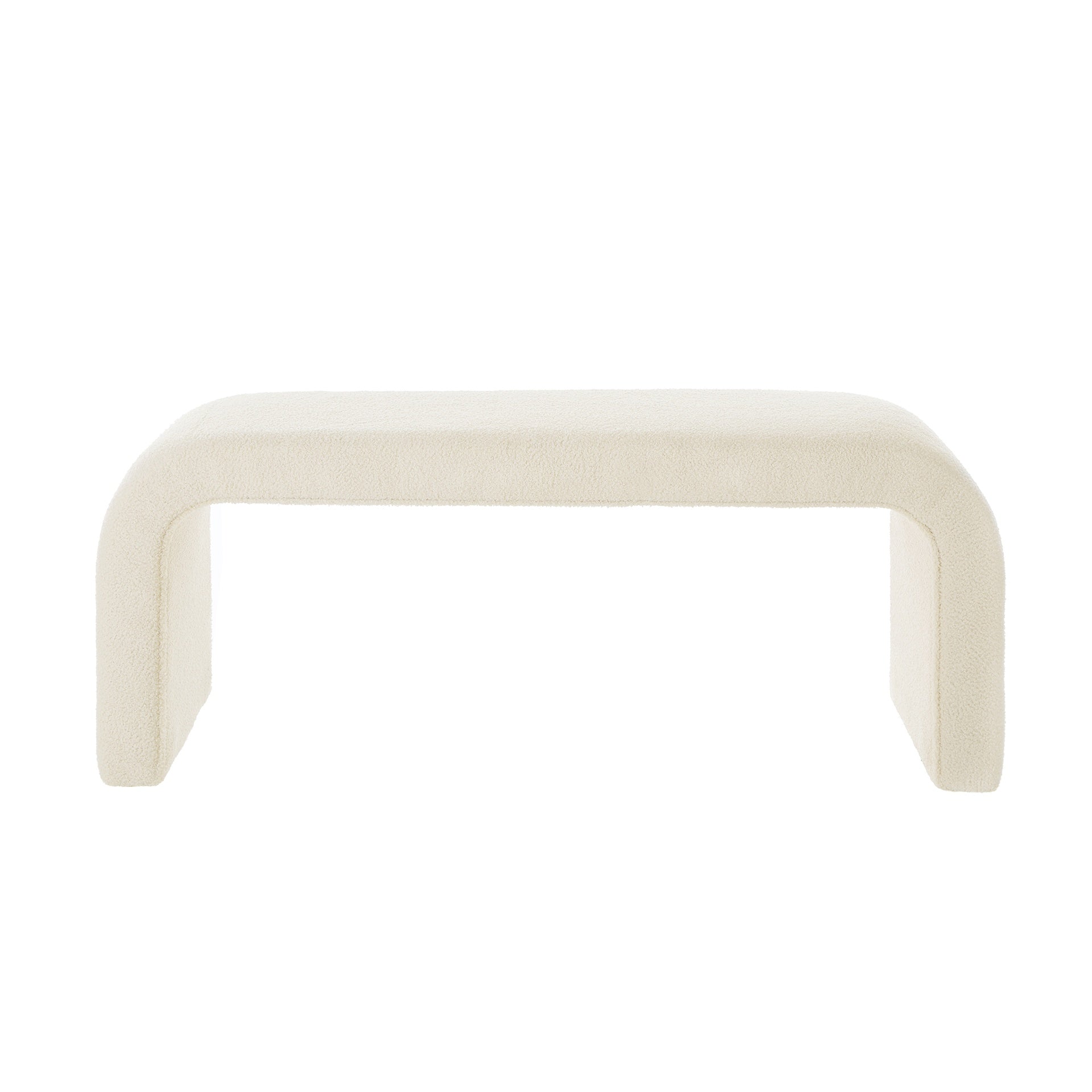 Set of 3 U-Shaped Modern Bench Teddy  Ottoman Bench for Entryway, Bedroom End of Bed, Set of 3 Small Sofa Footrest Extra Seating for Living Room, 44+18 Inch Bench Bench & Ottoman- Cream