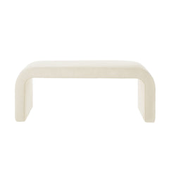 Set of 3 U-Shaped Modern Bench Teddy  Ottoman Bench for Entryway, Bedroom End of Bed, Set of 3 Small Sofa Footrest Extra Seating for Living Room, 44+18 Inch Bench Bench & Ottoman- Cream