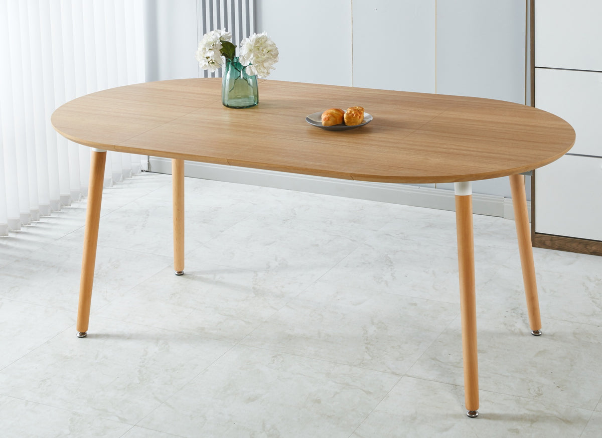 Extensible table,DINING TABLE,OFFICE TABLE,COFFEE TABLE,wood leg,MDF top,100/140/180x100x75cm,oak color