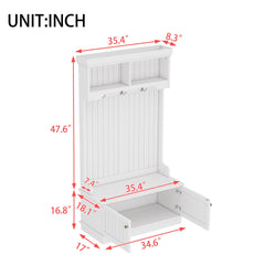 Hall Tree with Storage Shoe Bench for Entryway and Hallway, 4-in-1 Design Coat Racks with Hooks for Living Room, White