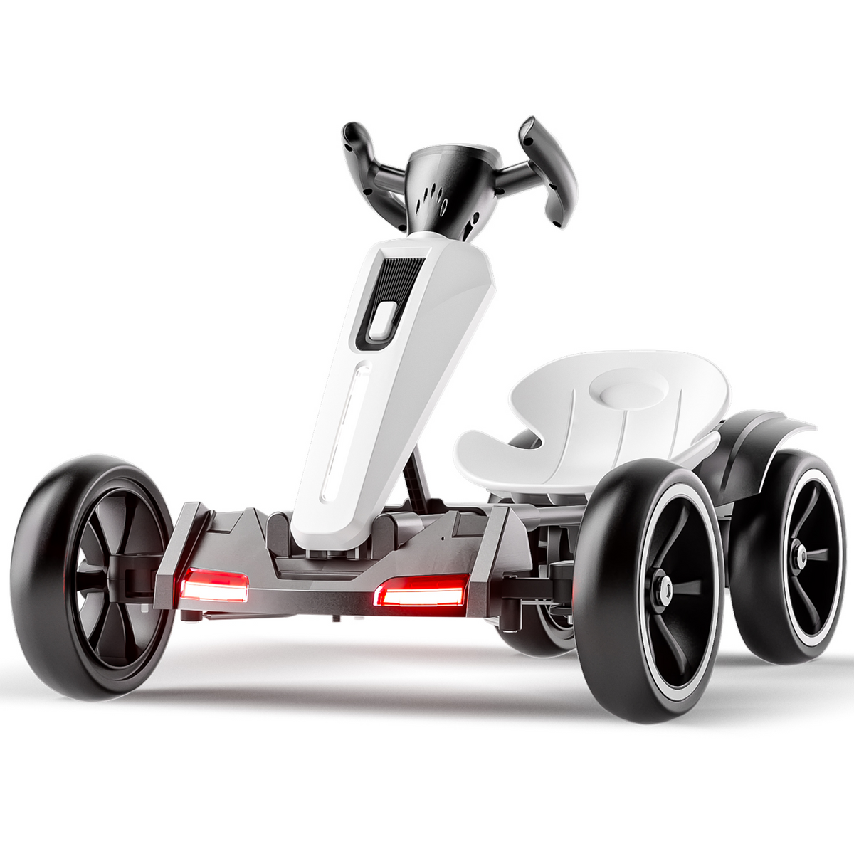 12V electric Kids Pedal Go Kart, Folder Go Kart, Outdoor Ride on Toy with Adjustable Seat, 4 Non-Slip EVA Wheels for Boys and Girls For Age 3-6 Years Old, (White)