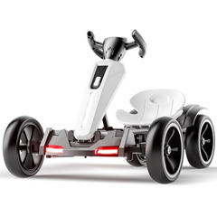 12V electric Kids Pedal Go Kart, Folder Go Kart, Outdoor Ride on Toy with Adjustable Seat, 4 Non-Slip EVA Wheels for Boys and Girls For Age 3-6 Years Old, (White)