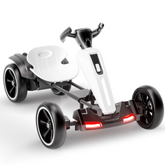 12V electric Kids Pedal Go Kart, Folder Go Kart, Outdoor Ride on Toy with Adjustable Seat, 4 Non-Slip EVA Wheels for Boys and Girls For Age 3-6 Years Old, (White)