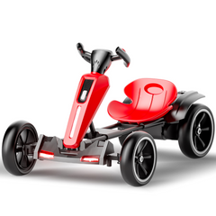 12V electric Kids Pedal Go Kart, Folder Go Kart, Outdoor Ride on Toy with Adjustable Seat, 4 Non-Slip EVA Wheels for Boys and Girls Aged 3-6 Years Old, Red