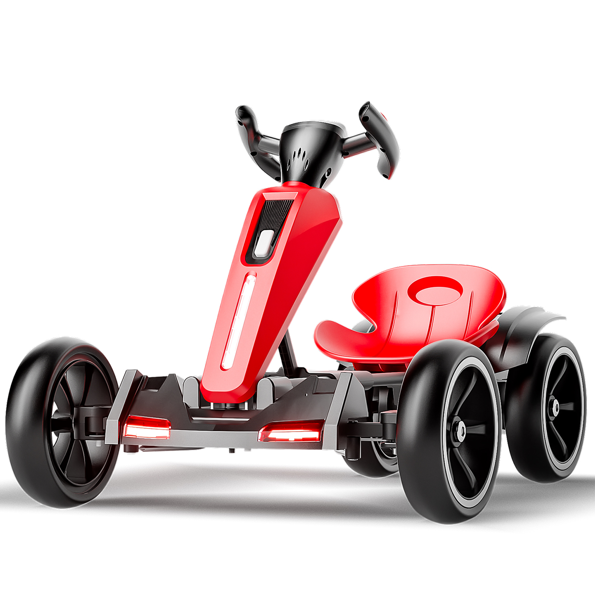 12V electric Kids Pedal Go Kart, Folder Go Kart, Outdoor Ride on Toy with Adjustable Seat, 4 Non-Slip EVA Wheels for Boys and Girls Aged 3-6 Years Old, Red