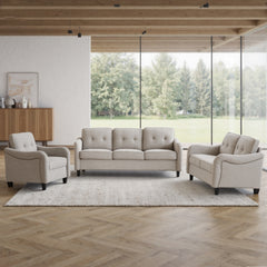 3 Piece Living Room Sofa Sets, Sectional Couch and Loveseat and Armchair Set, Modern 3 Seater Sofa + 2 Seater Couch+ Accent Chair Furniture Set for Apartment