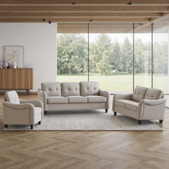 3 Piece Living Room Sofa Sets, Sectional Couch and Loveseat and Armchair Set, Modern 3 Seater Sofa + 2 Seater Couch+ Accent Chair Furniture Set for Apartment