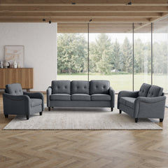 3 Piece Living Room Sofa Sets, Sectional Couch and Loveseat and Armchair Set, Modern 3 Seater Sofa + 2 Seater Couch+ Accent Chair Furniture Set for Apartment
