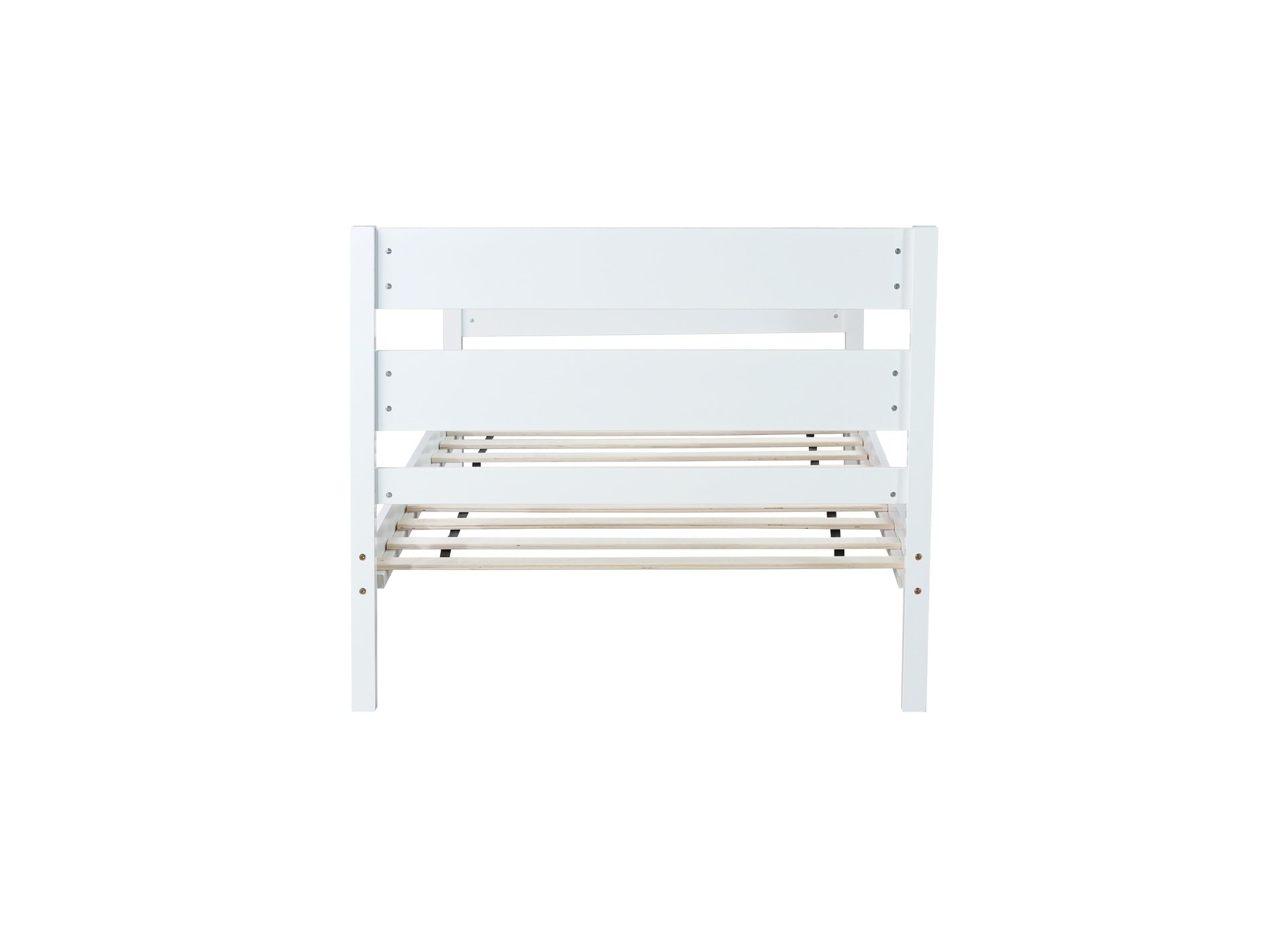 Twin Bed with Headboard and Footboard,Rubber Wood Bed,White