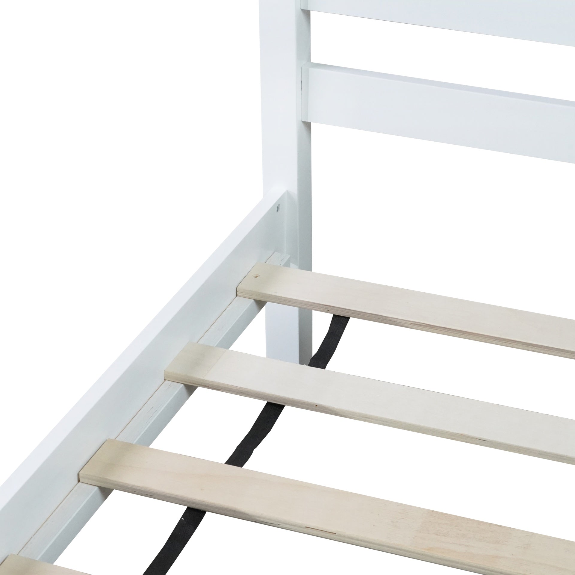 Twin Bed with Headboard and Footboard,Rubber Wood Bed,White