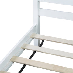 Twin Bed with Headboard and Footboard,Rubber Wood Bed,White