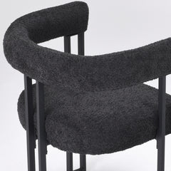 Set of 2 Upholstered Dining Arm Chairs, Bouclé Fabric Accent Chairs with Metal Frame, Modern Armchairs with Cushioned Seat & Back, Stain-Resistant, Living Room & Dining Room