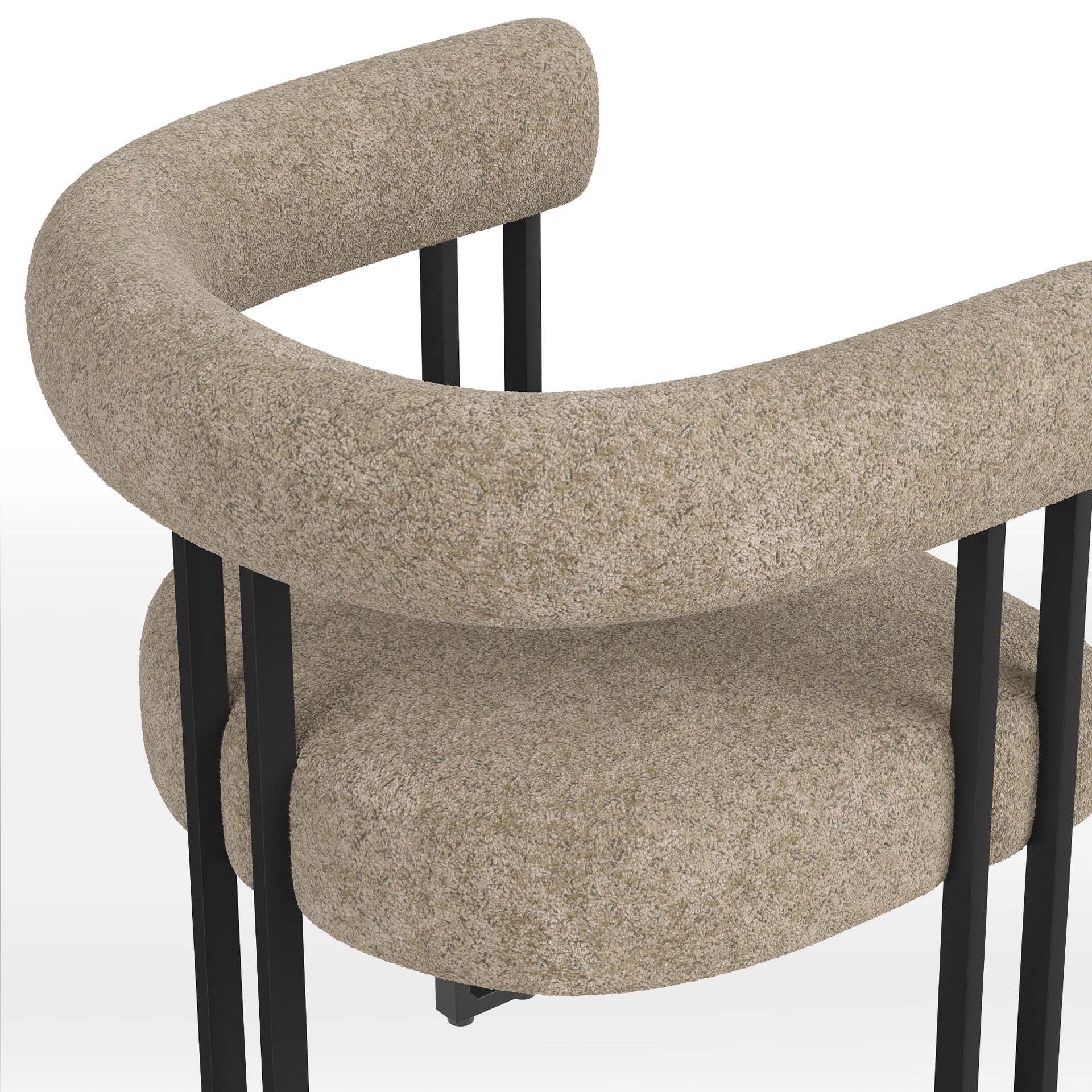 Set of 2 Upholstered Dining Arm Chairs, Bouclé Fabric Accent Chairs with Metal Frame, Modern Armchairs with Cushioned Seat & Back, Stain-Resistant, Living Room & Dining Room