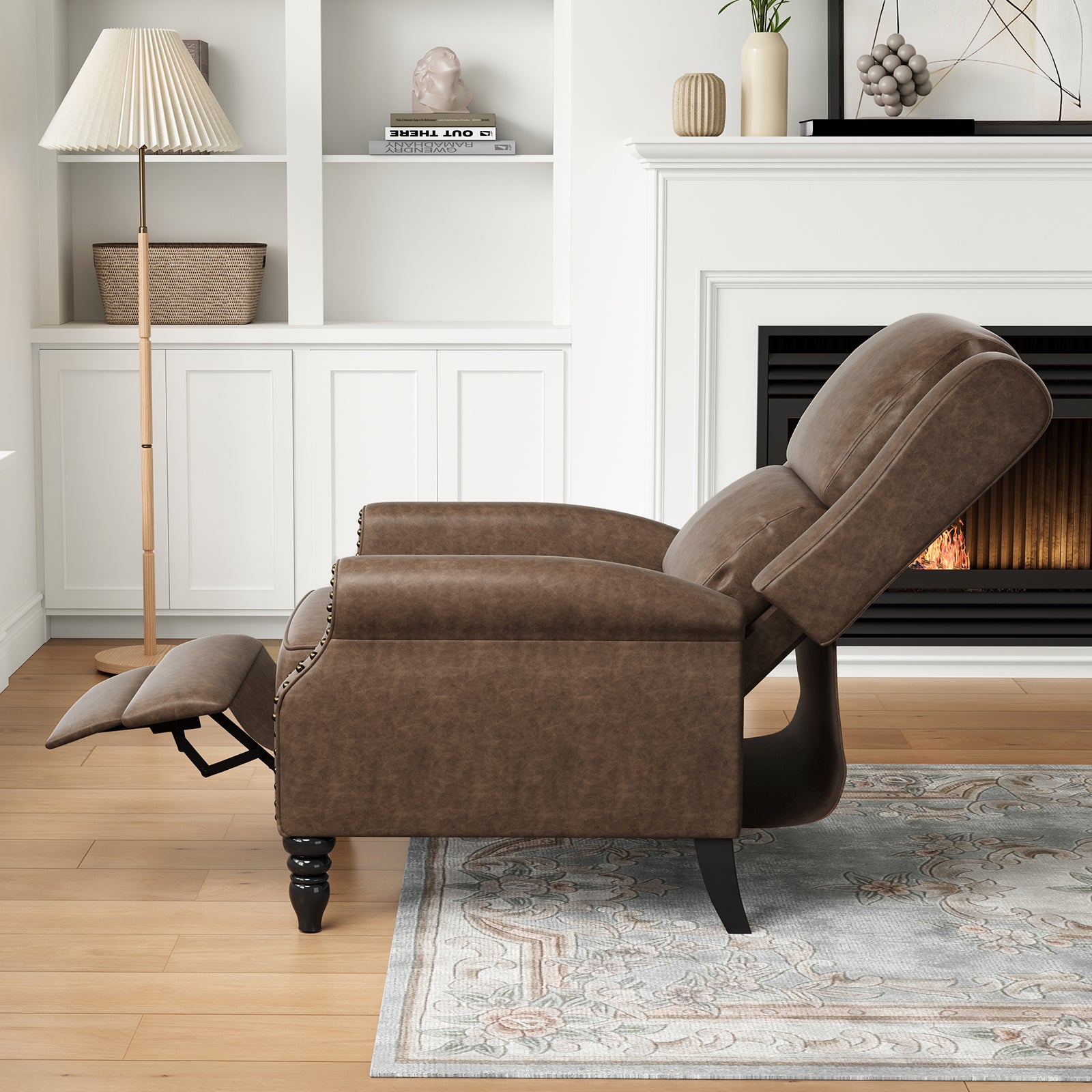 Faux Leather Pushback Recliner Chair for Living Room Bedroom RV