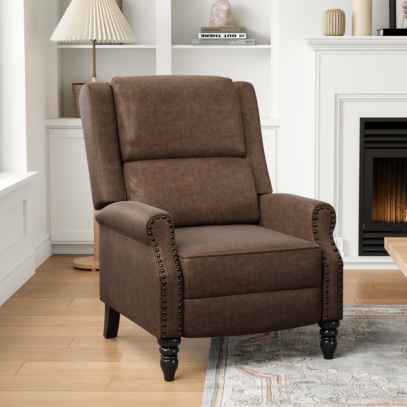 Faux Leather Pushback Recliner Chair for Living Room Bedroom RV