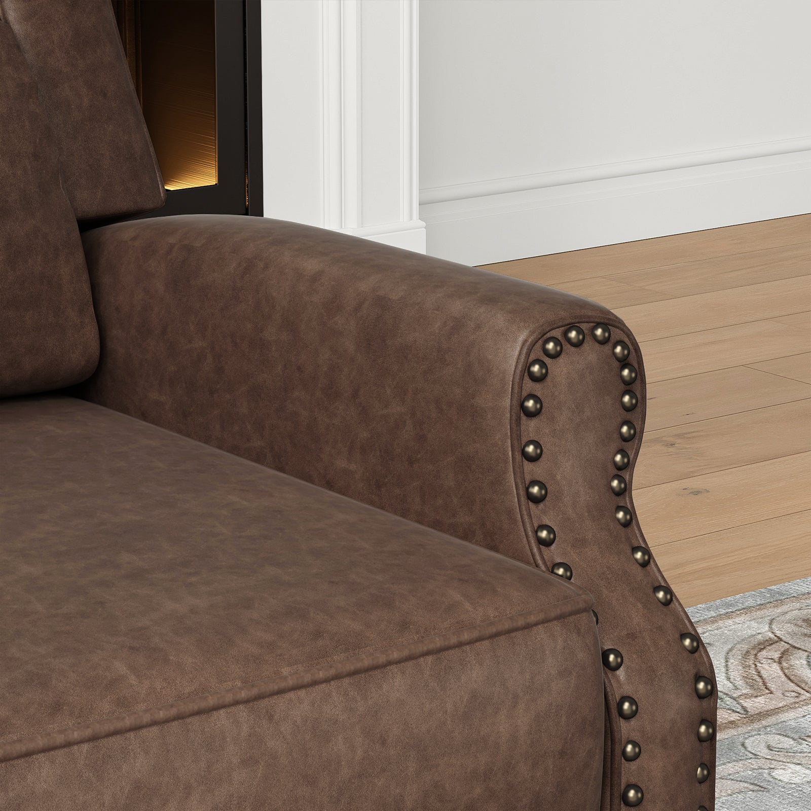 Faux Leather Pushback Recliner Chair for Living Room Bedroom RV