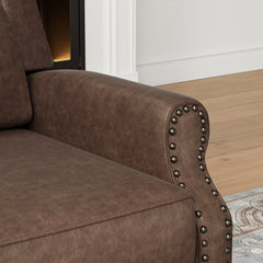 Faux Leather Pushback Recliner Chair for Living Room Bedroom RV