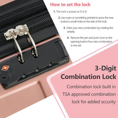 Hardshell Luggage, Lightweight Durable ABS Suitcases with Double Wheels, Expandable 24 Inch Checked Travel Luggage (Rose Pink)