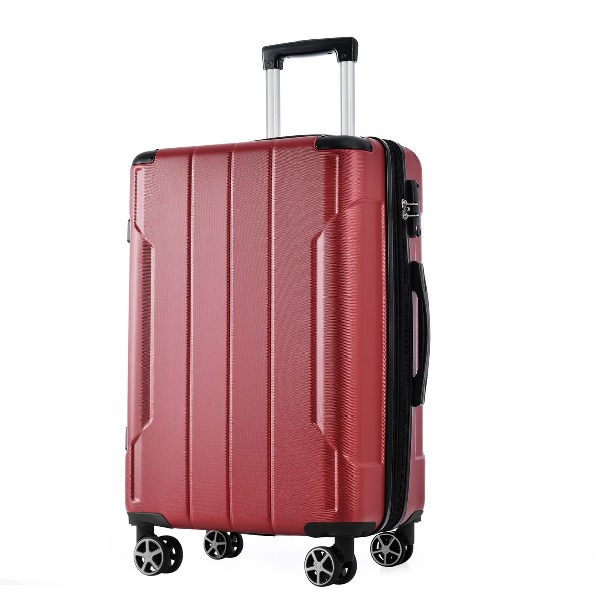 Hardshell Luggage, Lightweight Durable ABS Suitcases with Double Wheels, Expandable 24-inch Checked Luggage 24" (Red)