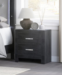 1pc Contemporary Black Finish Two Storage Drawers Nightstand Wood Grain Finish Wooden Bedroom Furniture