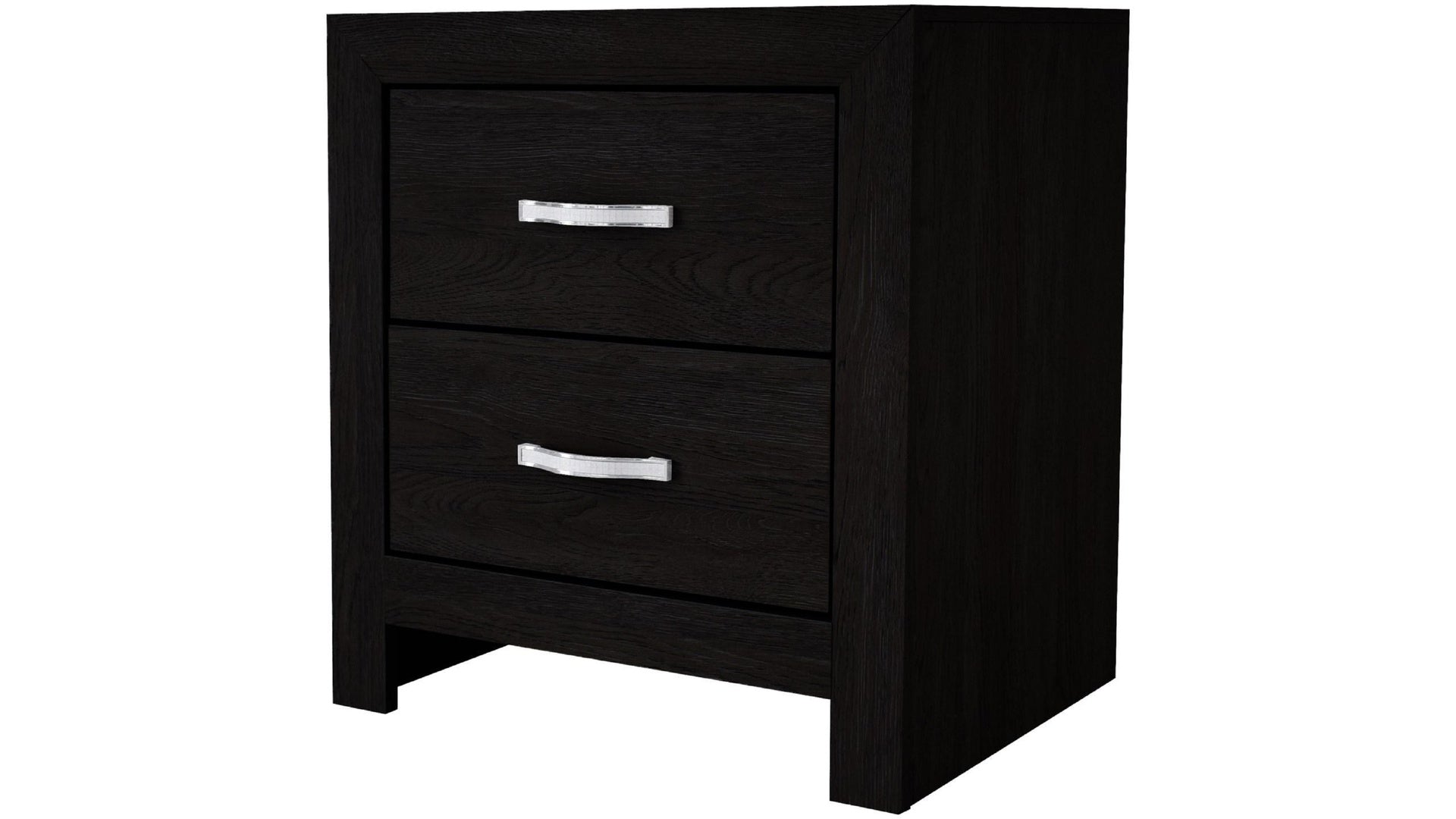 1pc Contemporary Black Finish Two Storage Drawers Nightstand Wood Grain Finish Wooden Bedroom Furniture