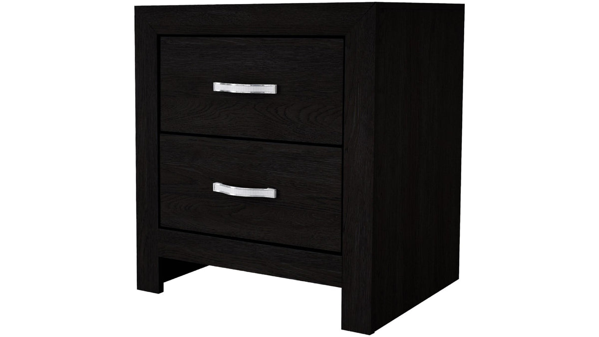 1pc Contemporary Black Finish Two Storage Drawers Nightstand Wood Grain Finish Wooden Bedroom Furniture