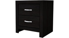 1pc Contemporary Black Finish Two Storage Drawers Nightstand Wood Grain Finish Wooden Bedroom Furniture