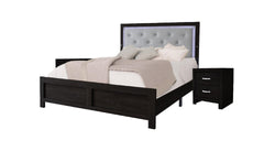 1pc Contemporary Black Finish Two Storage Drawers Nightstand Wood Grain Finish Wooden Bedroom Furniture