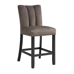 Beautiful Black/Brown Counter Height Chair Mocha-toned Fully Upholstered Channel-tufted Microfiber Set of 2