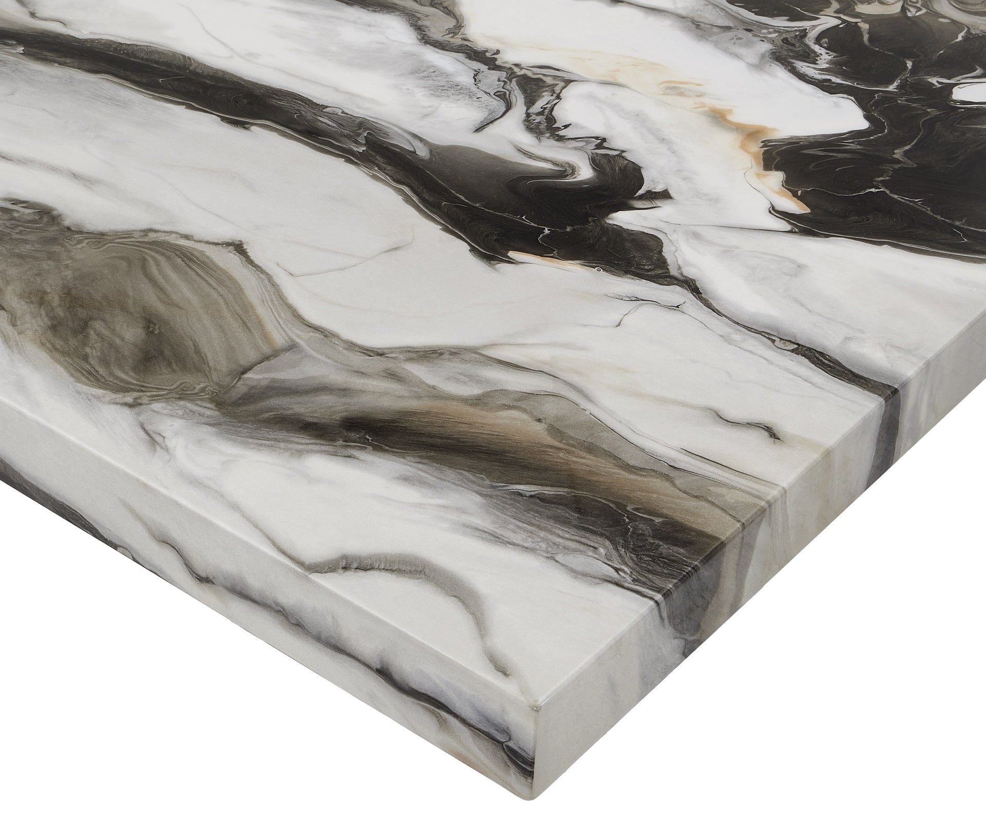1pc Counter Height Dining Table Square Striking Faux Marble Top Sleek Black-finished Legs Bold Contrast Wooden Dining Room Furniture Contemporary Modern White Brown