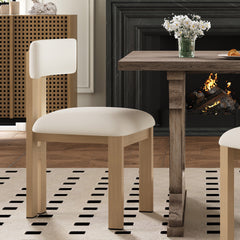 Upholstered Armless Dining Chairs With Metal Legs (Set of 2),Beige