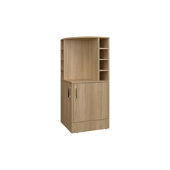 Natural Oak Corner Bar Cabinet with Bottle Rack and Open Shelf