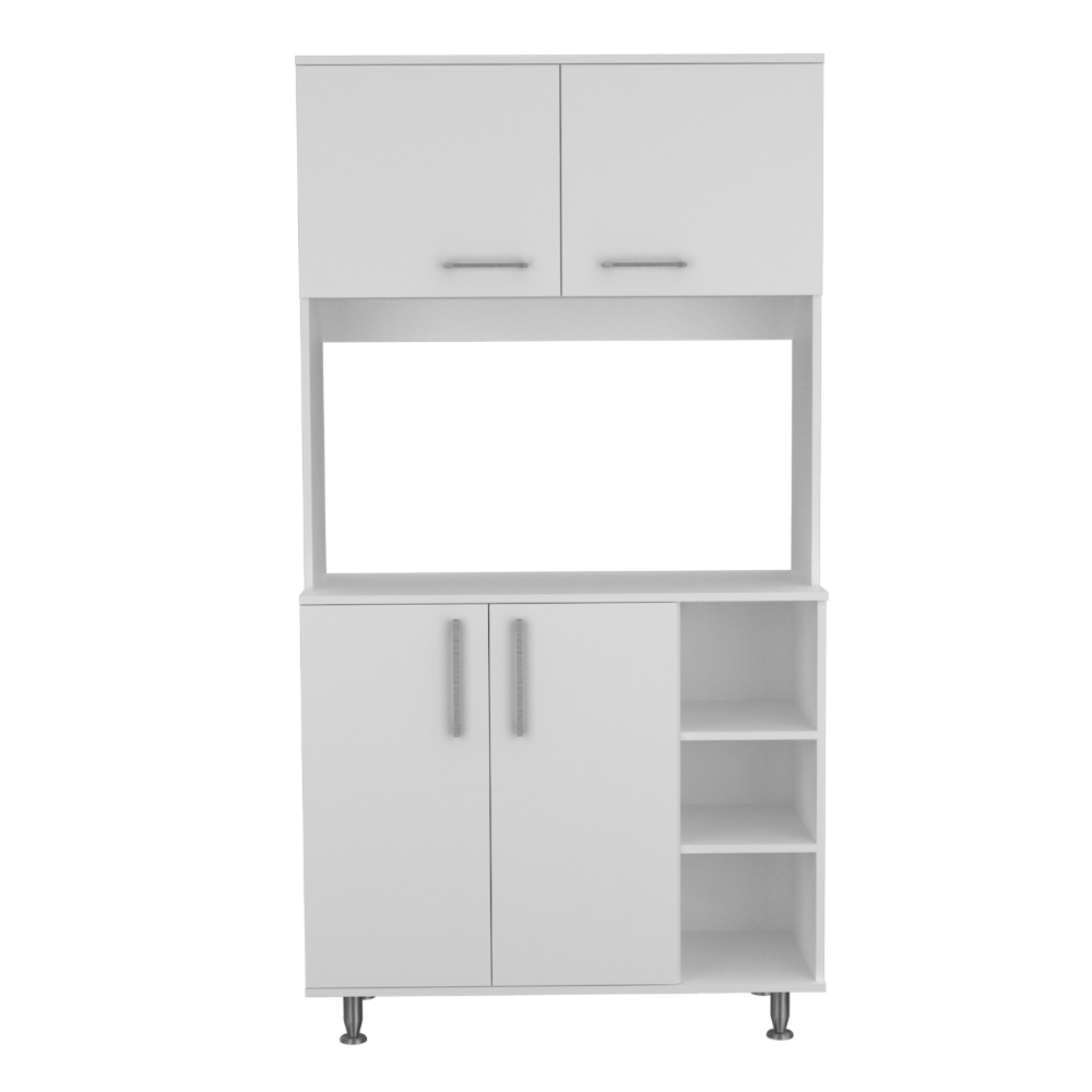 Dorchester 6-Shelf 6-Door 2-piece Kitchen Set, Kitchen Island and Pantry Cabinet White and Light Oak