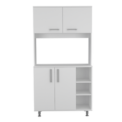Dorchester 6-Shelf 6-Door 2-piece Kitchen Set, Kitchen Island and Pantry Cabinet White and Light Oak