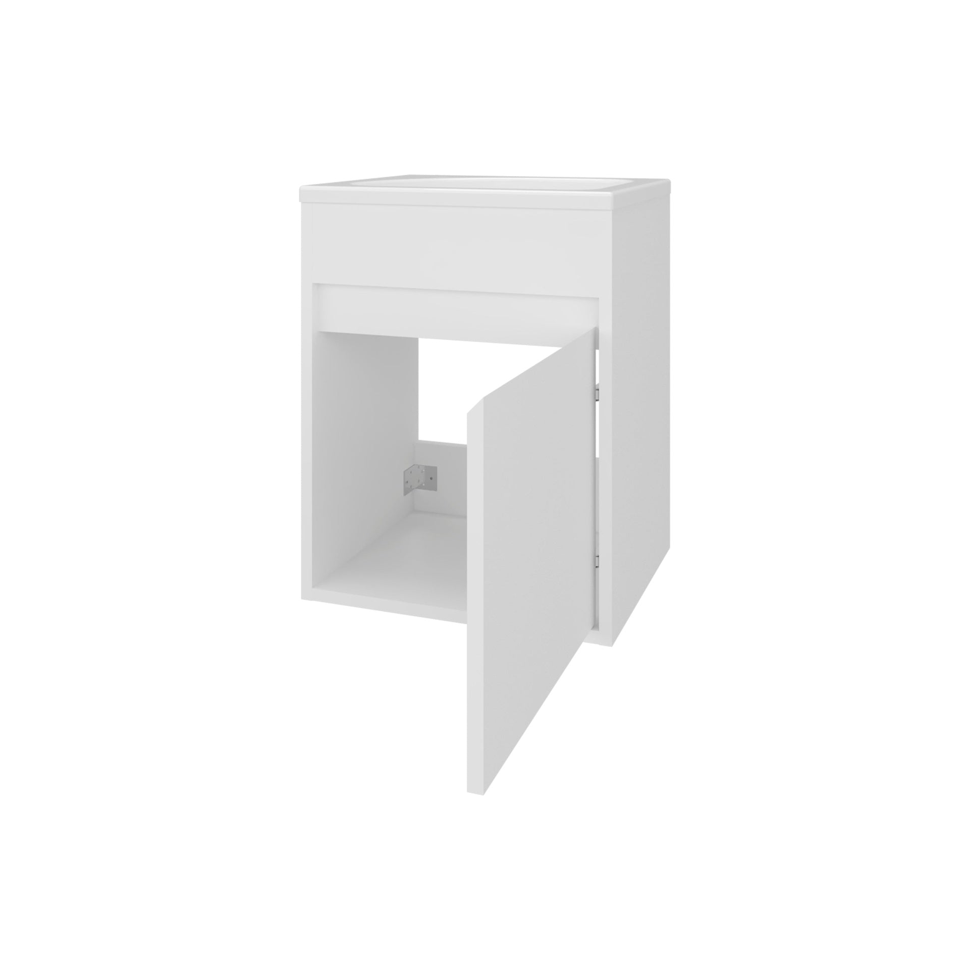 White Bathroom Floating Vanity with Sink and 1 Door