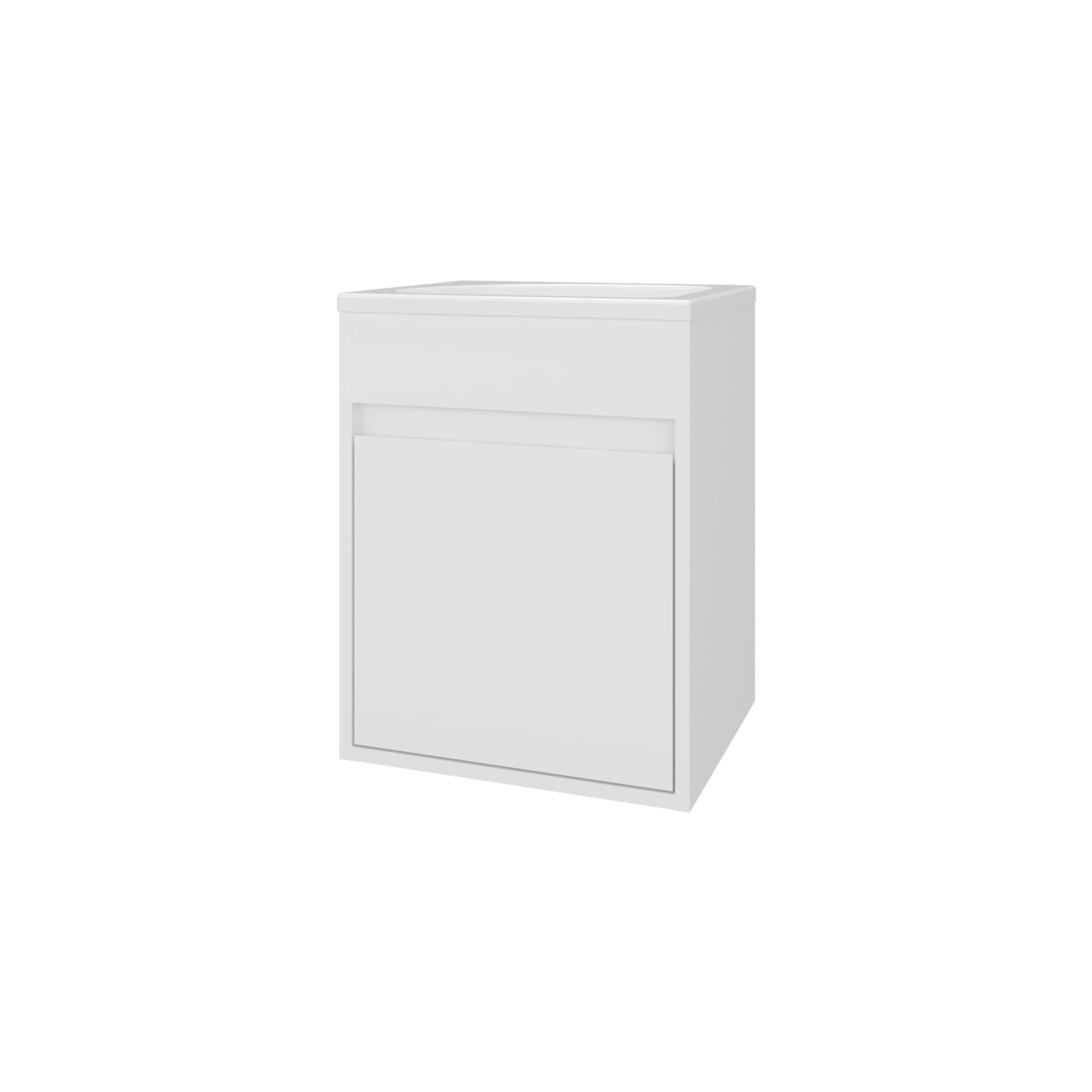 White Bathroom Floating Vanity with Sink and 1 Door