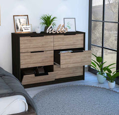 4-Drawer Rectangle Dresser Wenge and Pine