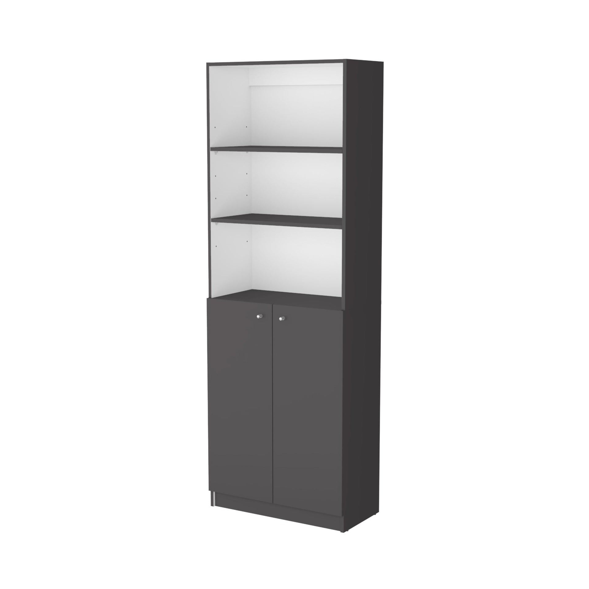 Matt Gray and White 2-Door Bookcase