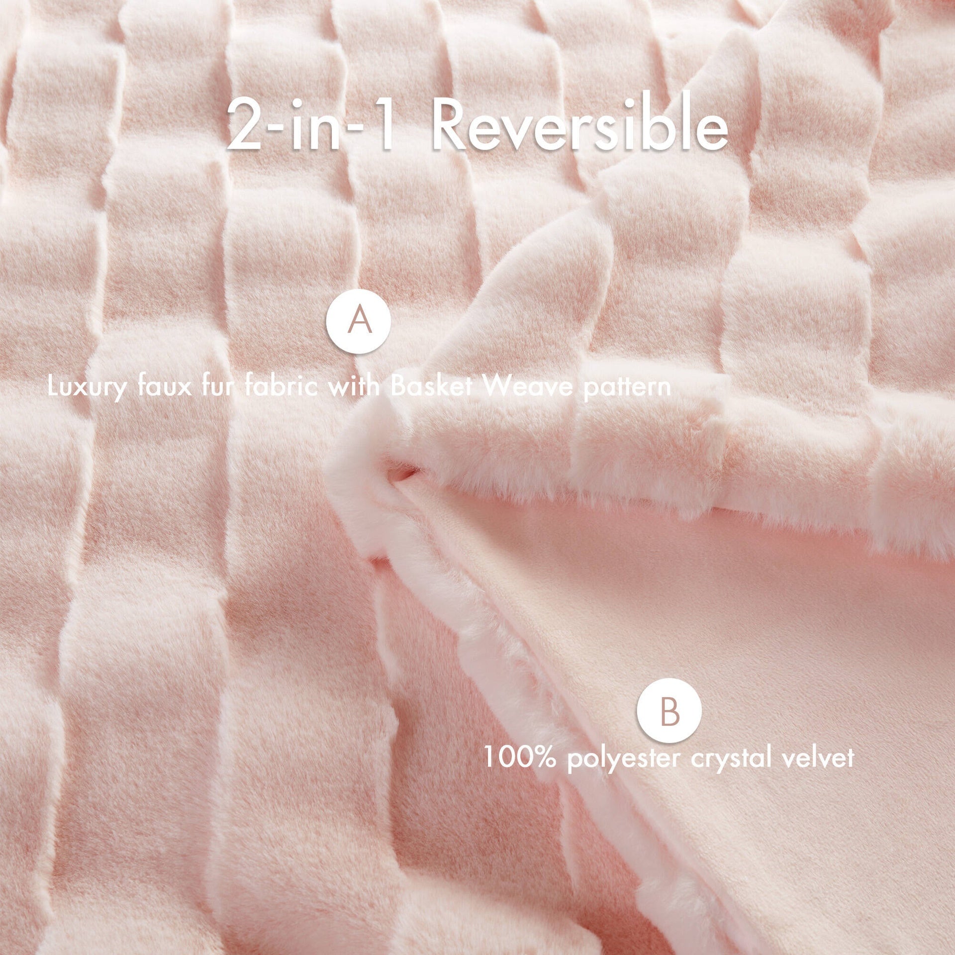 1 PC 50x60" Vivienne Faux Fur Throw Pink