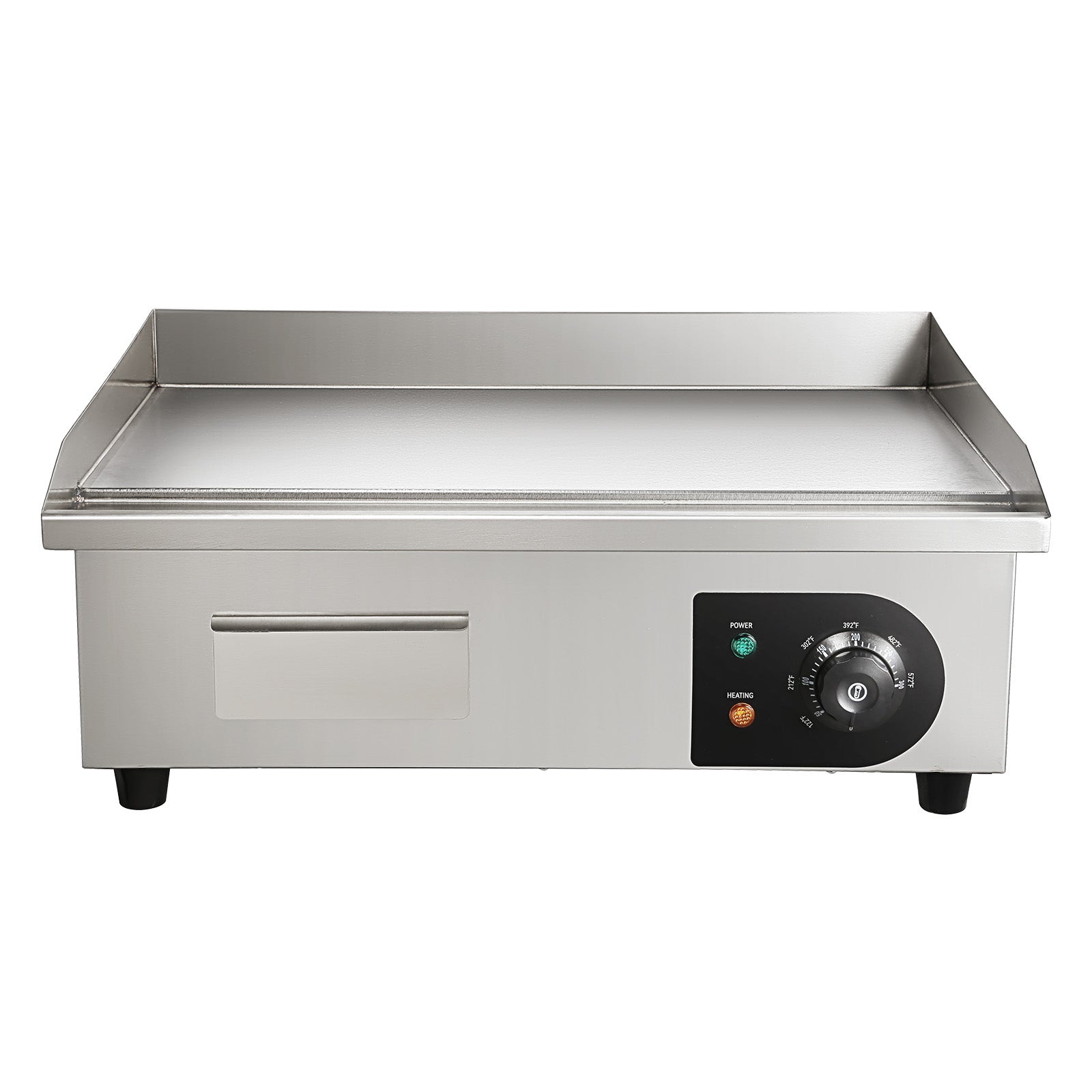 Commercial Electric Griddle, 21 x 11.8 inch, 1750W, 122-570°F Adjustable Temp Control, Stainless Steel Countertop Flat Top Grill with 2 Spatulas, 2 Brushes and 4 Foot Pads, for Steak, Pancake