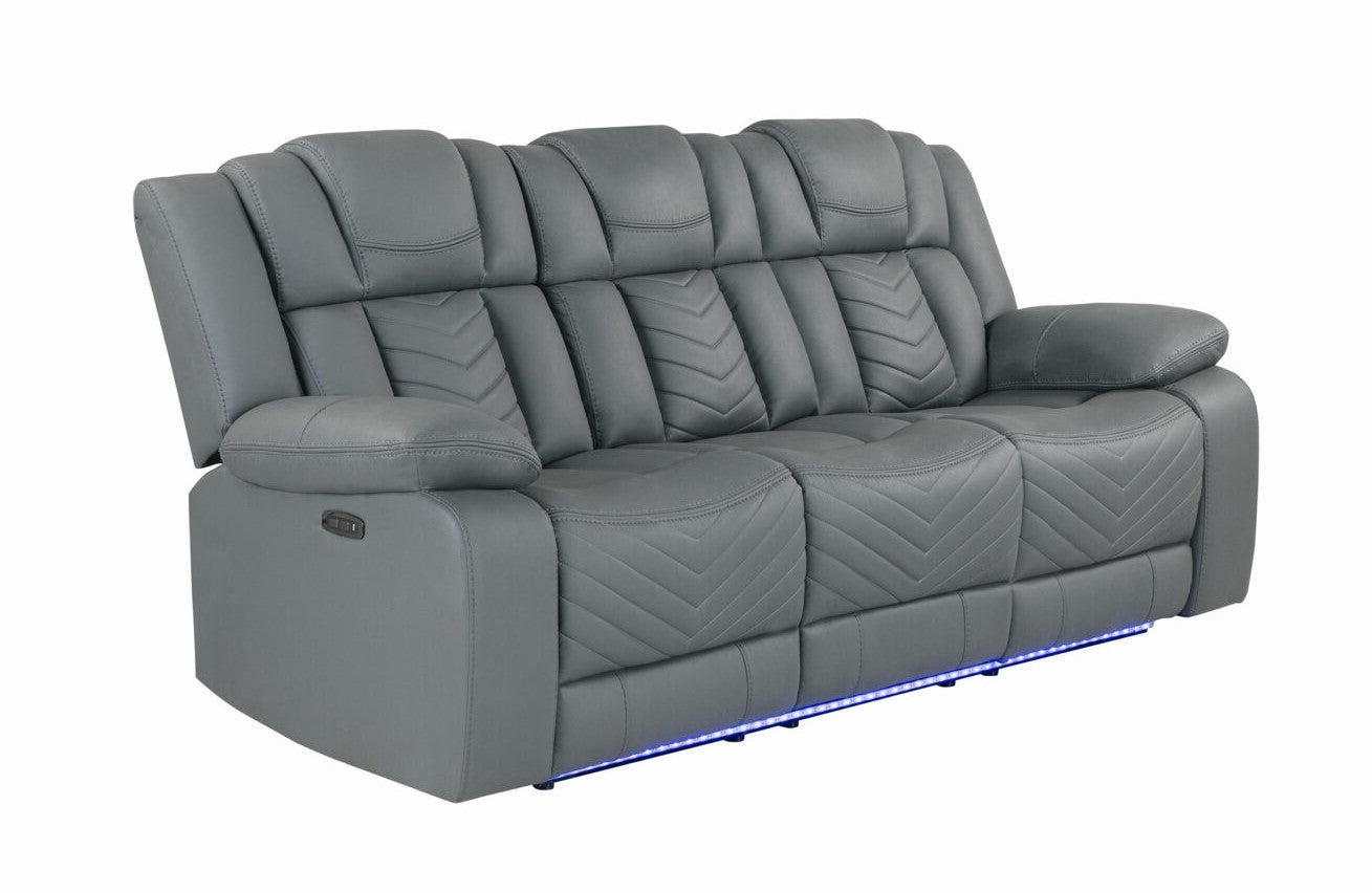 RAIZE GREY 10 POWER RECLINING SOFA WITH DDT, WC AND LED