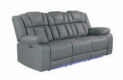 RAIZE GREY 10 POWER RECLINING SOFA WITH DDT, WC AND LED